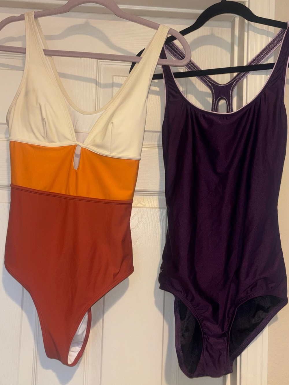 Two women’s one piece swimsuits one is speedo the other is unbranded 12-14